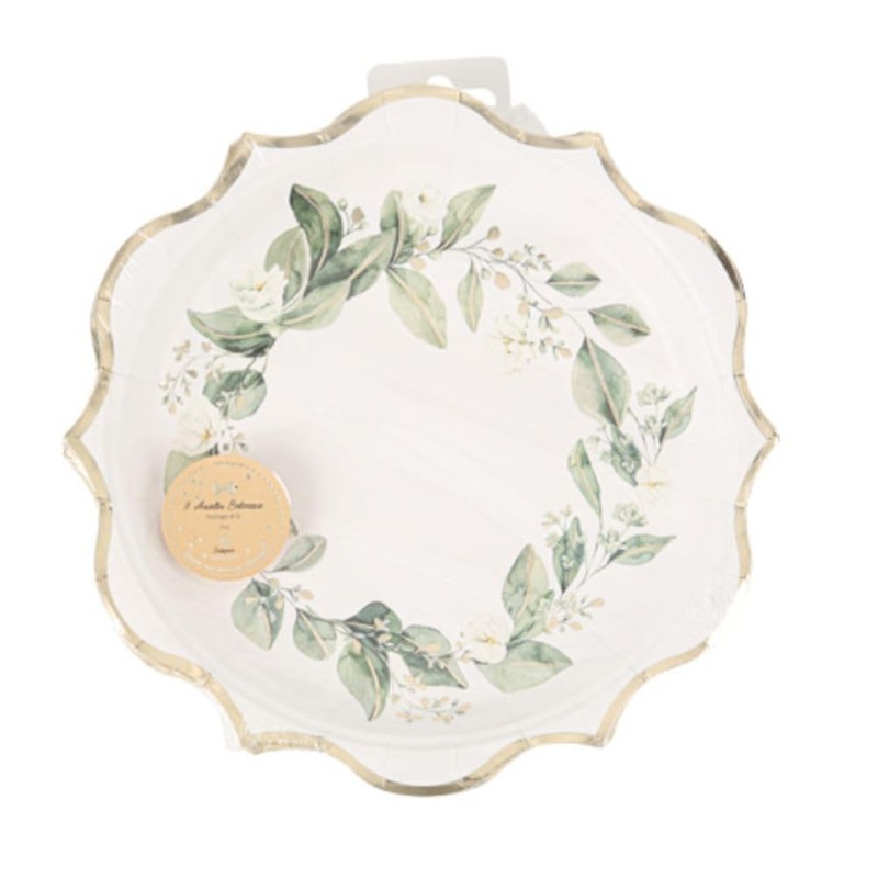 Luck and Luck 8 Green Botanical Leaf Paper Plates With