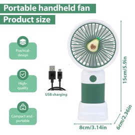 Tomedeks Handventilator,Mini Ventilator mit 400mAH Wiederaufladbarer Akku,Persönlicher Tragbarer Hand Ventilatoren Batteriebetrieben mit 3 Geschwindigkeiten,Perfekt für Reisen im Freien(Avocado)