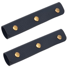 CALFOVERA 2PCS Handbag Handle PU Leather Wrap Cover Purse Bag Grip Protector with Metal Snap Button Soft Leather Luggage Strap Pad for Purse Suitcase Wallet Shopping Travel Bags(Black)
