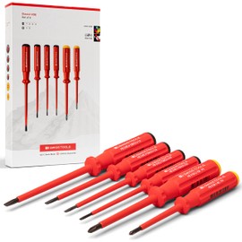 PB Swiss Tools VDE Slim Phillips Head Screwdriver Set PB 5542.SL | 100% Swiss Made | 6-Piece Electric Screwdriver Set PH1/PH2 Slotted 2/3/4/5 Fully Insulated up to 1000 V