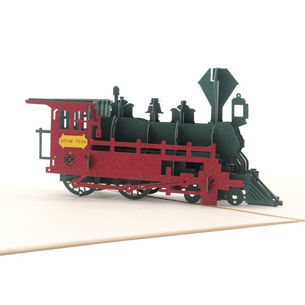 Cute Star Retro Train 3D Pop Up Greeting Cards with