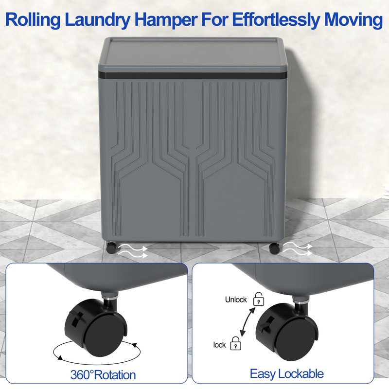 120 L Large 2 Section Laundry Hamper with Lid and