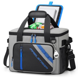 Maelstrom Cooler Bag, 30 Cans Beach Cooler, Large Leakproof Insulated Soft Cooler with Bottle Opener, Ice Chest, Portable Collapsible Cooler for Travel, Camping, Shopping, Grey