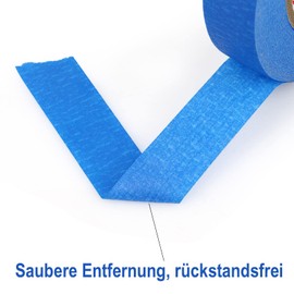 BOMEI PACK 3 Rolls Blue Painter's Tape 24 mm x 50 m Premium Crepe Paper Masking Tape for Painting, Crafts and DIY - Professional Painter's Tape, UV-Resistant, Residue-Free and Easy to Remove