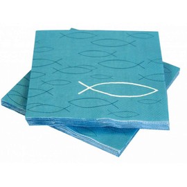 20 Serviettes, Fish Design, Petrol Blue, Communion, Confirmation, Christening, Table Decoration