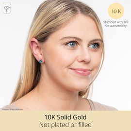 MAX + STONE 10k Yellow Gold 8mm Round February Birthstone Amethyst Stud Earrings for Women