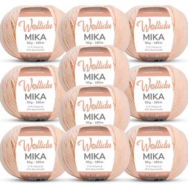Wollidu Mika 51% Polyacrylic, 49% Cotton for Crochet and Knitting, 10 x 50 g/165 m, Oeko-Tex Knitting Yarn, Crochet Yarn - Salmon Pink