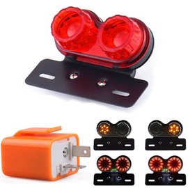 PIENSE Motorcycle Tail Lamp, Brake Lamp, Turn Signal, License Plate Light, LED, Universal Use, With Relay (Red/Relay)