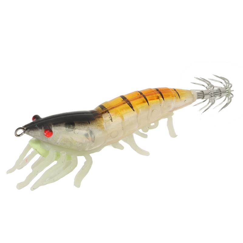 8pcs Shrimp Lures Luminous Silicone Realistic with Sound Beads Shrimp