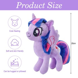 Zaloife Horse Plush Toy, Soft Toy Pony Rainbow 20 cm, Cuddly Toy Horse Plush, Purple Horse Funny Plush Doll Gift for Children