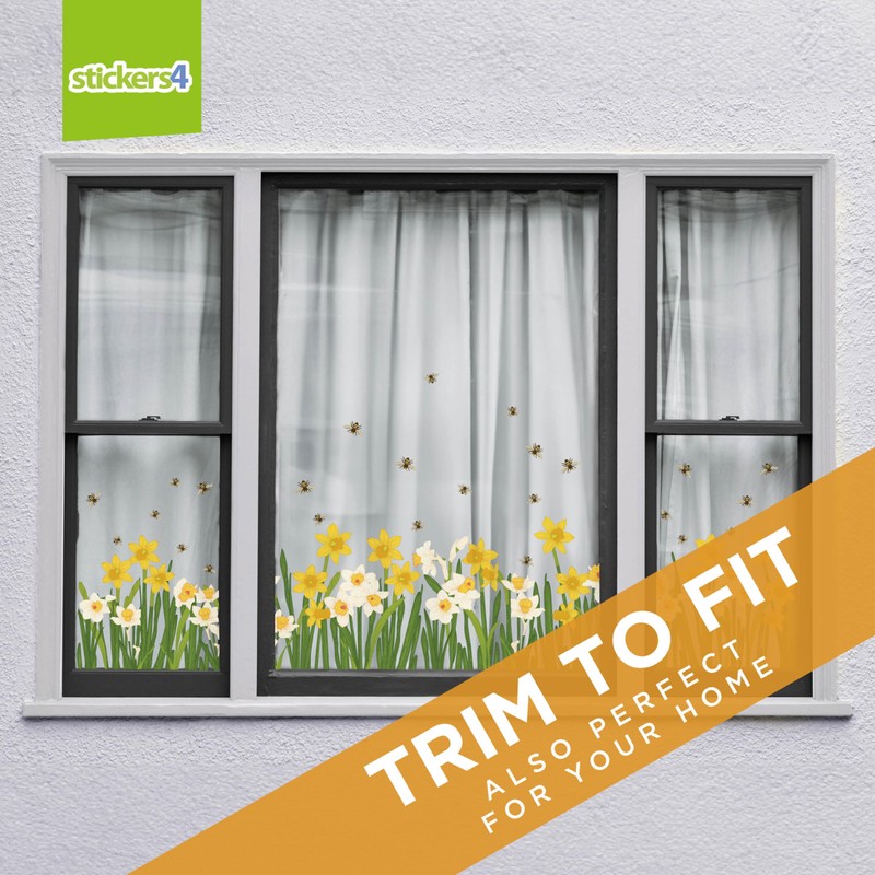 Stickers4 - Spring Window Stickers for Glass - Daffodill and