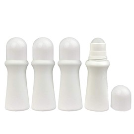 lasenersm 4 Pieces 2.53oz /75ml Empty Refillable Roll On Bottles Roller Bottle Plastic Rollerball Bottles Reusable Leak-Proof DIY Deodorant Containers for Essential Oil Perfumes Balms Thin-Waist Style