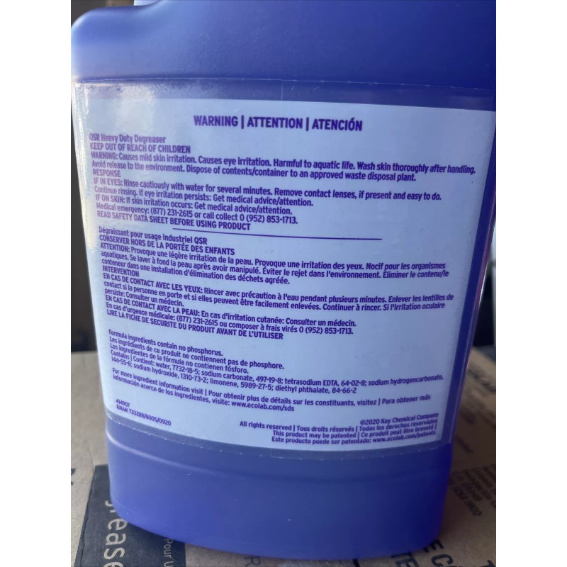 Ecolab Kay QSR Heavy-Duty Degreaser, Food Plant/Industrial Use, 1 Gal,