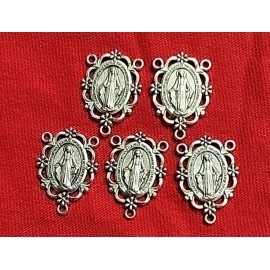 CHRISTIAN CATHOLIC LOT OF 5  Cross And 5 Rosary Centerpiece Silver PLATED