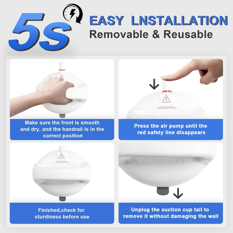 Grab Bars Suction Cup for Bathtubs and Showers 5 Inches,