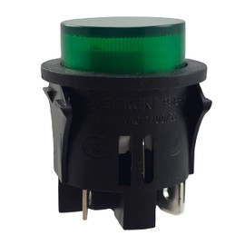 Push Button PS18-16 Installation Diameter 25 mm 250 V 16 A Green Illuminated Push-On Flat Connector 6.3 mm