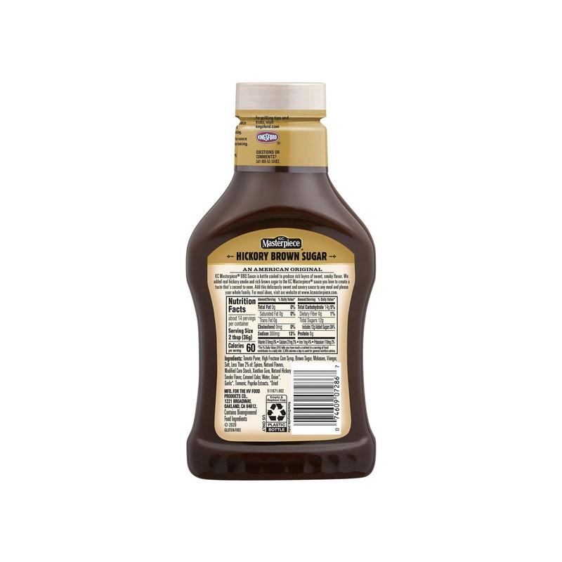 KC Masterpiece, Hickory Brown Sugar Barbecue Sauce, 18oz Bottle (Pack