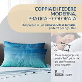 Dorian Home - Federe Cuscino Letto 50x80 Cotone 100% Puro, Morbido e Certificato, Coppia di 2 Federe Abbinate da Aggiungere al Set Copripiumino, Federa Cuscini 4 Stagioni con Comoda Patella di 18 cm