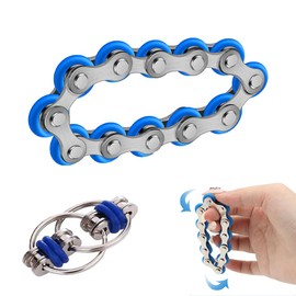 RXKFIGX Pack of 2 Bicycle Chain Decompression Toy Flippy Chain Game Set Fidget Toys Bicycle Chains Fidget Game for Stress Relief Iron Ring Key Ring Finger Spinning Toy for Adults