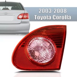 YLT AUTO Body Reverse Inside Rear Tail Light One (RH) Clear Red Lens Replacement Fit 2003-2008 for Toyota Corolla TO2887102 Inner Brake Lamp