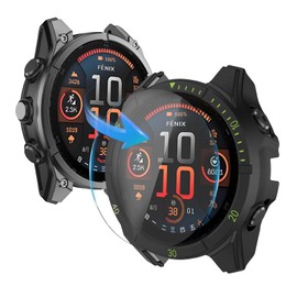OVERSTEP Case Cover for Garmin Fenix 8 51mm Solar – Waterproof, Anti-Scratch TPU Bumper with Built-in HD Tempered Glass Screen Protector, Smart Watch Accessories