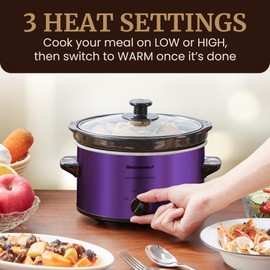 Elite Gourmet MST-275XP Electric Oval Slow Cooker, 2Qt Capacity, Purple