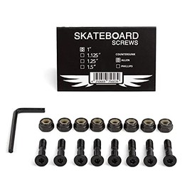 Skateboard Hardware Mounting Set 1 Inch Allen - Longboard Screws Set with Inner Hex Key