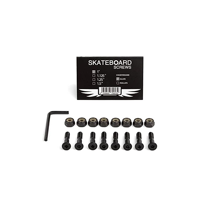 Skateboard Hardware Mounting Set 1 Inch Allen - Longboard Screws