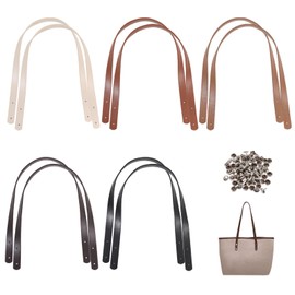 GLOBLELAND 10Pcs 5Colors Leather Bag Straps Thick Replacement Leather Handle with Rivets for Purses Bag Making Purse Totebag Wallet Bags Leather Straps Supplies DIY Accessories