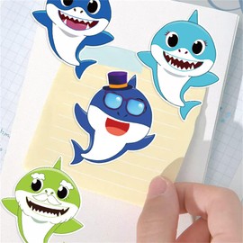 24 Sheets Shark Stickers for Kids,Make Your Own Shark Decor,Boys Make a Face Cartoon Stickers,Colorful Kawaii Sharks DIY Deals,Classroom Rewards,Art Craft Party Supplies