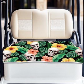 ORIGACH Skull Floral & Leaves Golf Cart Seat Covers, Comfortable Cooling Golf Cart Blanket Towel, 100% Microfiber, Fits EZGO, Club Car, and More 2-Seat Golf Carts, 51x31inch