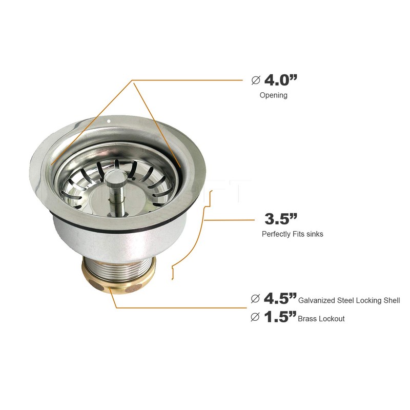 Highcraft 9754 Kitchen Sink (3-1/2 Inch) Stainless Steel Drain Assembly