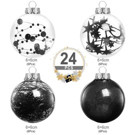 Kesote Christmas Baubles Black 24 x Christmas Tree Baubles Christmas Decoration for Christmas Party
