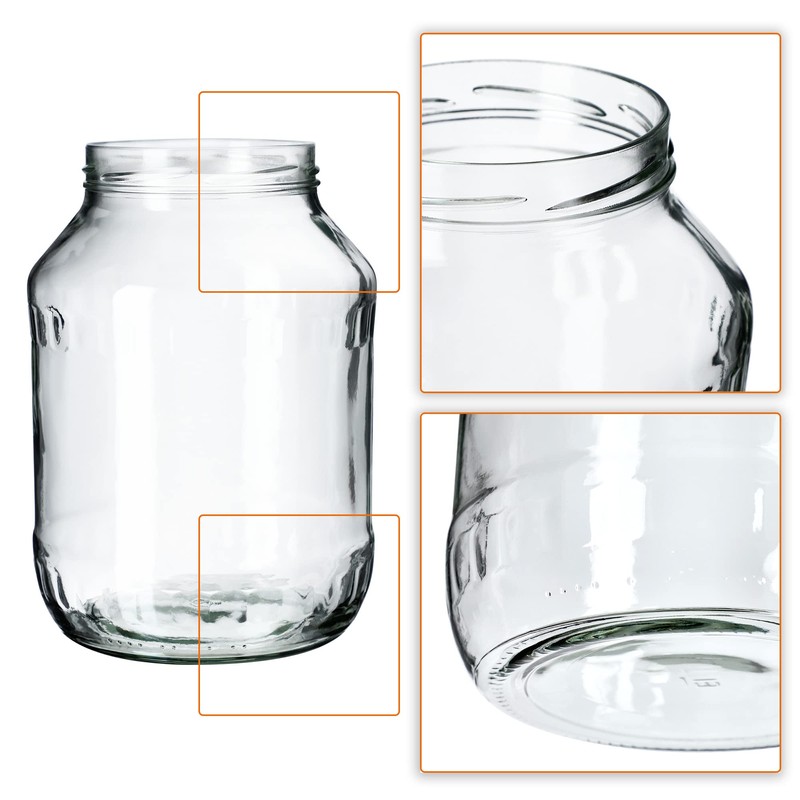 KADAX Preserving Jars 1.7 L with fi89 Screw Lid, Large