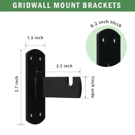 7RiversART Gridwall Mount Brackets for Grid or Slatgrid Panels Box of 12 Pcs Black