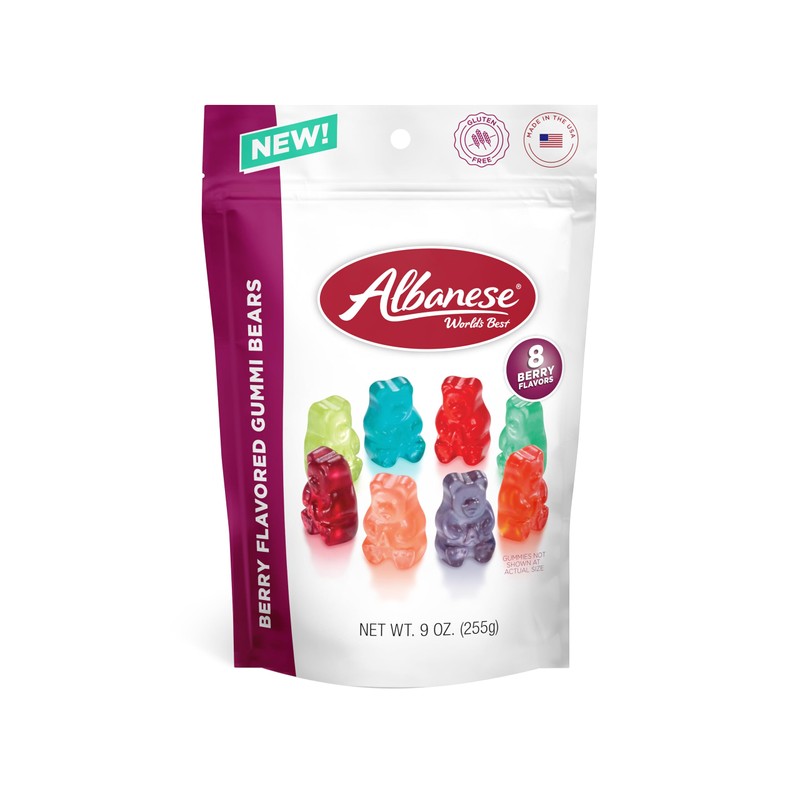 Albanese World's Best Berry Flavored Gummi Bears, 9oz Bags of