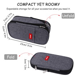 Pencil Case Large Capacity Pencil Case Makeup Bag Stationery Organiser for Student School Office Grey