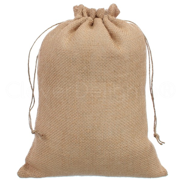 CleverDelights 10" x 14" Burlap Bags with Drawstring - 25 Pack