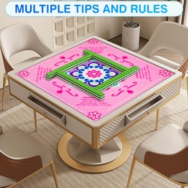 Mahjong Learning Mat, Anti-Slip Mahjong Mat, Noise Reduction Table Cover for Mahjong, Poker, Card, Board, and Tile Games (Pink A)