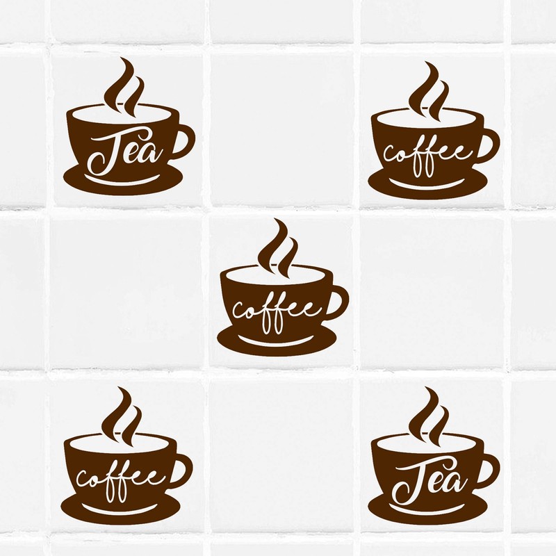 Coffee Cup Tile wall Sticker for Kitchen, Tea Cup wall