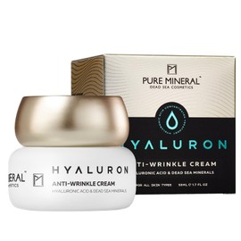 Pure Mineral - Hyaluron Anti-Falten Creme für alle Hauttypen - Tote Meer Mineralien, verstärkte Hydratation, strafft das Gesicht - Ohne Silikone, Sulfate, Parabene - 50ml