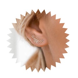 Aneneiceera Boho Hollow Flower Ear Climber Earrings Gold Flower Crawler Earrings Tiny Flower Stud Earrings Minimalist Flower Earrings Jewelry for Women (Gold)