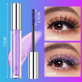 Glitter Mascara Set - Waterproof Long-Lasting Sparkling Diamond Eyelash Makeup Kit in Gold, Silver, and Purple for Parties, Christmas - 3Pcs