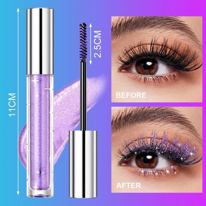 Glitter Mascara Set - Waterproof Long-Lasting Sparkling Diamond Eyelash Makeup