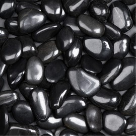 Ausluru 20lbs Natural River Rocks, High-Polished Pebbles for Plants Garden, 1-2 inch Decorative Stones, Ideal for Fish Tank, Vases, Crafting, Home Decor and Garden Landscaping Rocks,Black