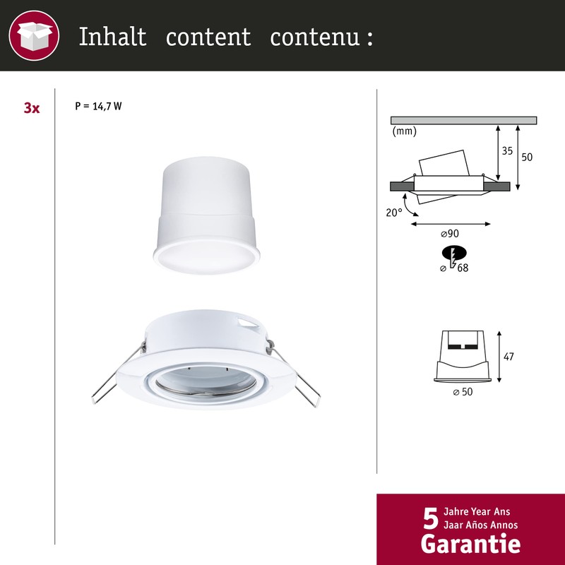 Paulmann 92463 LED Recessed Light Base Smart Home Zigbee Basic