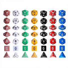 KUUQA 7 x 7 (49 pcs) Polyhedral Game Dice Set 7 Color Complete set for Dungeons and Dragons DND D&D MTG RPG Card Games D% D20 D12 D10 D8 D6 D4 with Dice Bags
