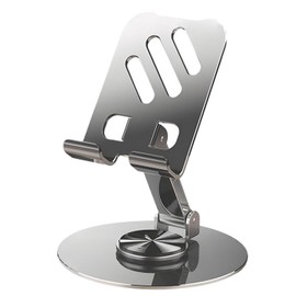 JUEJUEZI Foldable Cell Phone Stand, Metal Portable Phone Holder, Fully Adjustable Rotatable Cell Phone Holder for Desk, for Phone, Pad, Mobile, Tablet