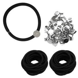 50pcs Hair Bands with Base Hardware Handmade Hair Accessories Parts Round (Silver 8mm)