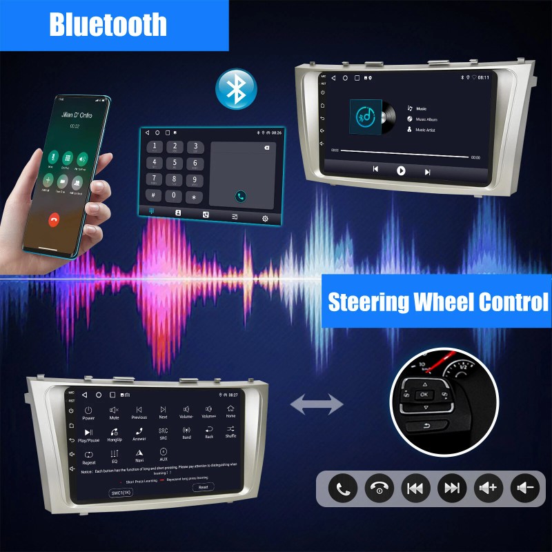 ESSGOO For Toyota Camry 2007-2011 Android 13 Bluetooth Car Stereo